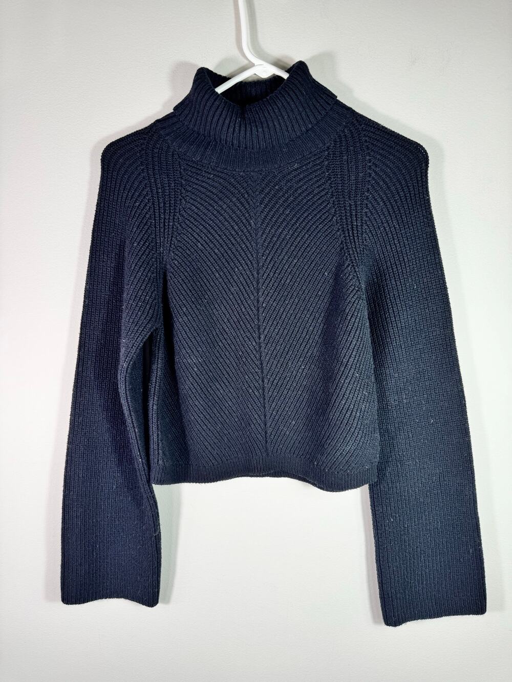 Anthropologie Maeve Mock Neck Long Sleeve Black Ribbed Sweater XS